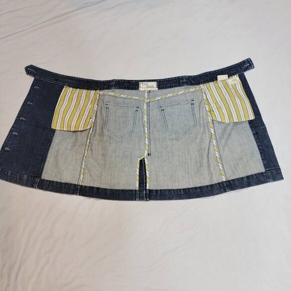 Bica Cheia Button Front Denim Mini Skirt | Size 2 | Stretchy High Waist Skirt - Picture 5 of 12